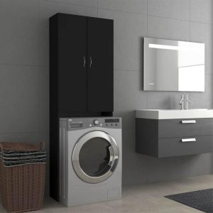 Appliances | Washing Machine Cabinet Black 64×25.5×190 cm Appliances Appliances