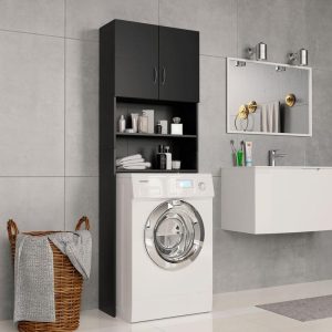 Appliances | Washing Machine Cabinet Black 64×25.5×190 cm Chipboard Appliances Appliances