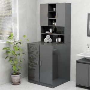 Appliances | Washing Machine Cabinet High Gloss Grey 70.5×25.5×90 cm Appliances Appliances