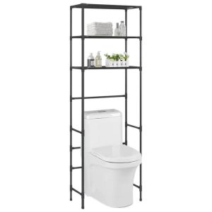 Bathroom Supplies | 3-Tier Storage Rack over Toilet Black 53x28x169 cm Bathroom Supplies Bathroom Supplies