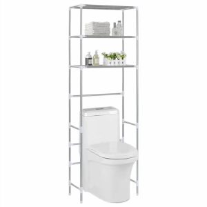 Bathroom Supplies | 3-Tier Storage Rack over Toilet Silver 53x28x169 cm Bathroom Supplies Bathroom Supplies