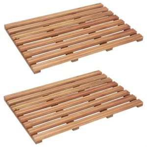 Bathroom Supplies | Bath Mats 2 pcs Solid Acacia Wood 56×37 cm Bathroom Supplies Bathroom Supplies