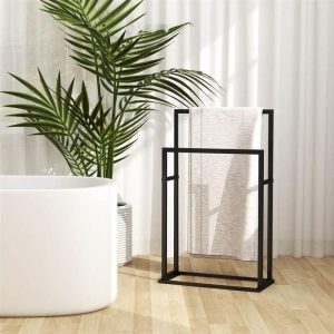 Bathroom Supplies | Freestanding Towel Rack Black 48x24x78.5 cm Steel Bathroom Supplies Bathroom Supplies