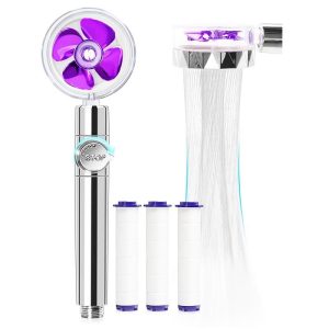 Bathroom Supplies | Handheld Turbocharged Shower Head with 3 Filters, High-Pressure Water Saving Home Bath Turbo Fan Shower Kit – Purple + Silver Bathroom Supplies Bathroom Supplies