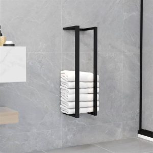 Bathroom Supplies | Towel Rack Black 12.5×12.5×60 cm Iron Bathroom Supplies Bathroom Supplies