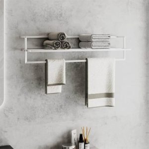 Bathroom Supplies | Towel Rack White 95x25x22 cm Iron Bathroom Supplies Bathroom Supplies