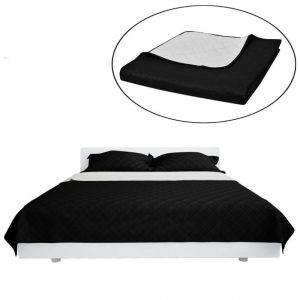 Bedding | Double-sided Quilted Bedspread Black/White 170 x 210 cm Bedding Bedding