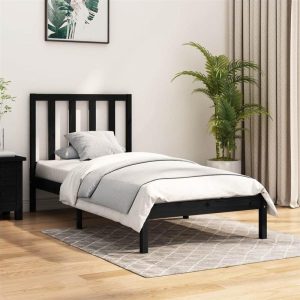 Beds & Accessories | Bed Frame Black Solid Wood Pine 90×190 cm 3FT Single Beds & Accessories Beds & Accessories