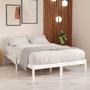 Beds & Accessories | Bed Frame White Solid Pinewood 180×200 cm UK Super King Beds & Accessories Beds & Accessories