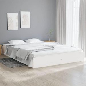 Beds & Accessories | Bed Frame White Solid Wood 150×200 cm 5FT King Size Beds & Accessories Beds & Accessories