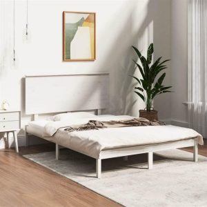 Beds & Accessories | Bed Frame White Solid Wood Pine 140×190 cm Beds & Accessories Beds & Accessories