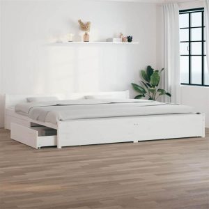 Beds & Accessories | Bed Frame with Drawers White 180×200 cm 6FT Super King Beds & Accessories Beds & Accessories