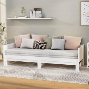 Beds & Accessories | Pull-out Day Bed White Solid Wood Pine 2x(80×200) cm Beds & Accessories Beds & Accessories