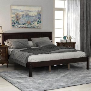 Beds & Accessories | Queen-Size Platform Bed Frame with Headboard and Wooden Slats Support, No Box Spring Needed (Only Frame) – Espresso Beds & Accessories Beds & Accessories