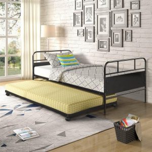 Beds & Accessories | Twin Size Metal Daybed Frame with Trundle Bed and Metal Slats Support, No Need for Spring Box, for Living Room, Bedroom, Office, Apartment – Black Beds & Accessories Beds & Accessories