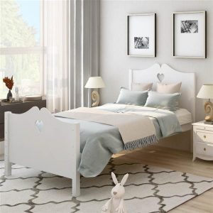 Beds & Accessories | Twin Size Wooden Platform Bed Frame with Headboard, Footboard, and Wooden Slats Support, No Spring Box Required (Frame Only) – White Beds & Accessories Beds & Accessories