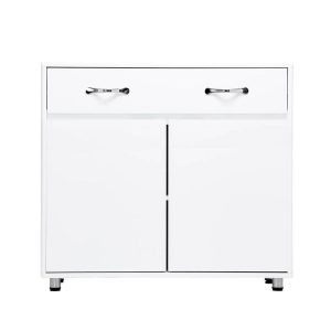 Cabinets & Storage | MDF Waterproof Storage Cabinet Height Adjustable with 1 Drawers and 3 Doors, for Home, Office, Dining Room, Bedroom – White Cabinets & Storage Cabinets & Storage