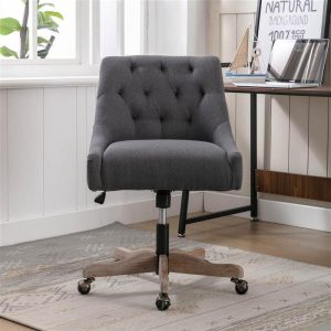 Chairs | COOLMORE Modern Leisure Linen Swivel Shell Chair Height Adjustable with Curved Backrest and Casters for Living Room, Bedroom, Dining Room, Office – Dark Gray Chairs Chairs