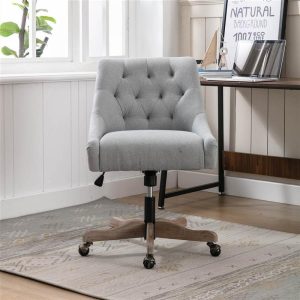 Chairs | COOLMORE Modern Leisure Linen Swivel Shell Chair Height Adjustable with Curved Backrest and Casters for Living Room, Bedroom, Dining Room, Office – Light Gray Chairs Chairs