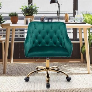 Chairs | COOLMORE Modern Leisure Velvet Swivel Shell Chair Height Adjustable with Curved Backrest and Casters for Living Room, Bedroom, Dining Room, Office – Green Chairs Chairs