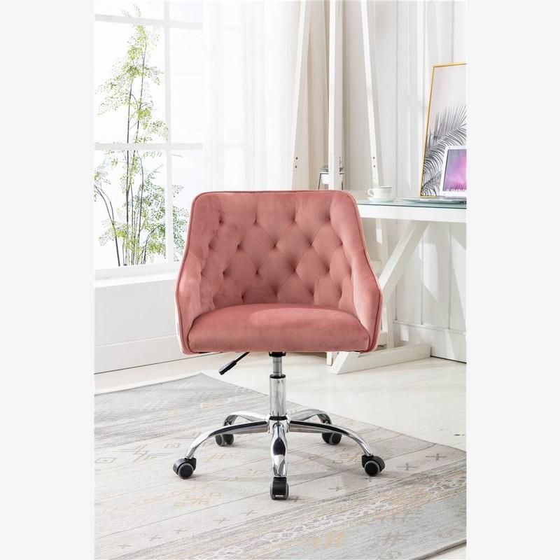 Chairs | COOLMORE Modern Leisure Velvet Swivel Shell Chair Height Adjustable with Curved Backrest and Casters for Living Room, Bedroom, Dining Room, Office – Pink Chairs Chairs