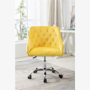 Chairs | COOLMORE Modern Leisure Velvet Swivel Shell Chair Height Adjustable with Curved Backrest and Casters for Living Room, Bedroom, Dining Room, Office – Yellow Chairs Chairs