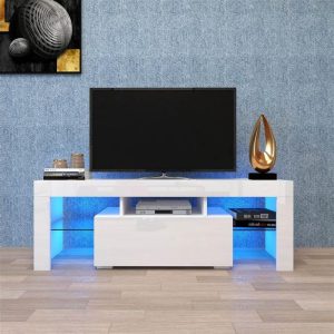 Entertainment Centres & TV Stands | 51″ TV Stand with LED RGB Lights, Suitable for Placing TVs up to 55″ – White Entertainment Centres & TV Stands Entertainment Centres & TV Stands