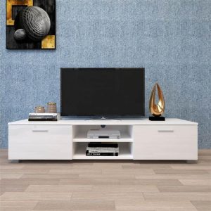 Entertainment Centres & TV Stands | 63″ TV Stand with 2 Storage Drawers and Open Shelves, Suitable for Placing TVs up to 70″ – White Entertainment Centres & TV Stands Entertainment Centres & TV Stands