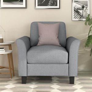 Furniture | 1-Seat Linen Fabric Upholstered Sofa with Armrest and Backrest, for Living Room, Bedroom, Office, Apartment – Dark Gray Furniture Dark Grey