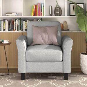 Furniture | 1-Seat Linen Fabric Upholstered Sofa with Armrest and Backrest, for Living Room, Bedroom, Office, Apartment – Light Gray Furniture Furniture