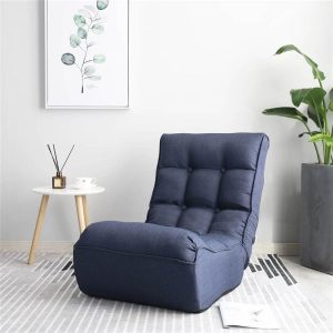 Furniture | 23.2″ Fabric Upholstered Folding Lazy Sofa Bed with High-Density Sponge, for Living Room, Bedroom, Office, Apartment – Navy Furniture Furniture