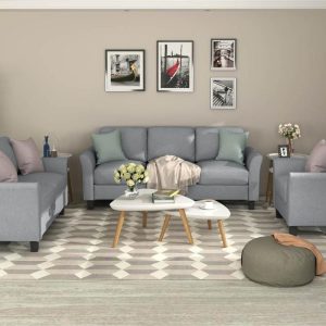 Furniture | 3+2+1-seat Linen Upholstered Sofa Set, for Living Room, Bedroom, Office, Apartment – Grey Furniture Furniture