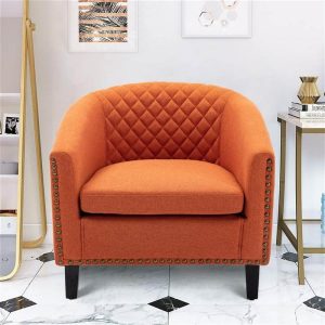 Furniture | COOLMORE 1-Seat Linen Upholstered Sofa with Ergonomic Backrest and Solid Wood Feet for Living Room, Bedroom, Office, Apartment – Orange Furniture Furniture