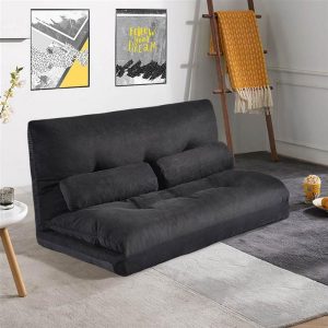 Furniture | Orisfur Polyester Fabric Sofa Bed with 2 Pillows and Steel Frame, for Living Room, Bedroom, Office, Apartment – Black Furniture Black