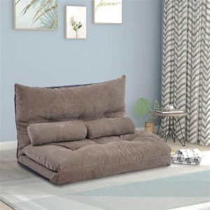 Furniture | Orisfur Polyester Fabric Sofa Bed with 2 Pillows and Steel Frame, for Living Room, Bedroom, Office, Apartment – Brown Furniture Brown