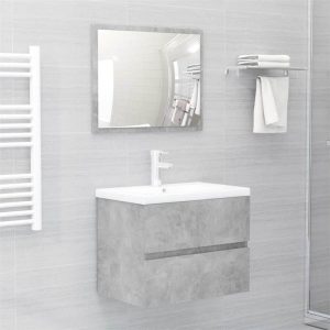 Furniture Sets | 2 Piece Bathroom Furniture Set Concrete Grey Chipboard Furniture Furniture Sets