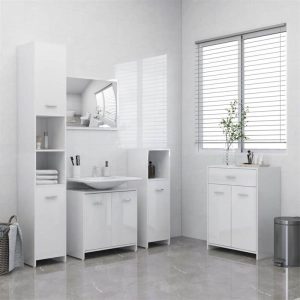 Furniture Sets | 4 Piece Bathroom Furniture Set High Gloss White Furniture Furniture Sets