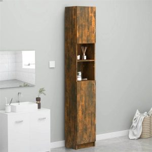 Furniture Sets | Bathroom Cabinet Smoked Oak 32×25.5×190 cm Engineered Wood Furniture Furniture Sets