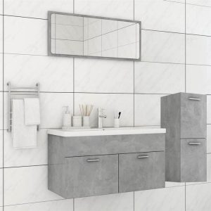 Furniture Sets | Bathroom Furniture Set Concrete Grey Chipboard Furniture Furniture Sets