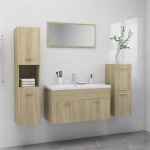 Furniture Sets | Bathroom Furniture Set Sonoma Oak Chipboard Furniture Furniture Sets