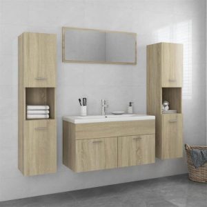 Furniture Sets | Bathroom Furniture Set Sonoma Oak Chipboard Furniture Furniture Sets