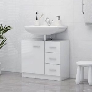 Furniture Sets | Sink Cabinet High Gloss White 63x30x54 cm Chipboard Furniture Furniture Sets