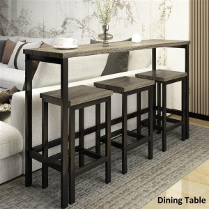 Furniture Sets | TOPMAX 4 Pieces Dining Set, Including 1 Counter Height Extra Long Table and 3 Stools, for Kitchen, Restaurant, Bar, Living Room, Cafe – Gray Furniture Furniture Sets