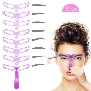 Health & Beauty | Eyebrow Stencils, Eyebrow Shaping Kit, Eyebrow Template, 8 Styles Reusable Eyebrow Stencil with Handle – Purple Health & Beauty Health & Beauty