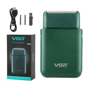 Health & Beauty | VGR V-390 Portable Mini Electric Shaver, Beard Trimmer Razor, 2 Blades Reciprocating Shaving, USB Charging 45min Runtime – Green Health & Beauty Green