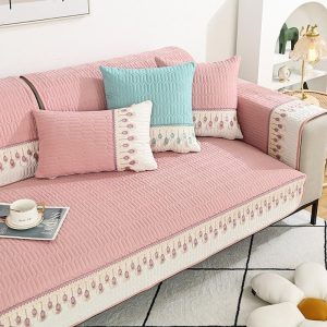 Home Decors | 90-70cm Feather Embroidery Quilted Couch Cover – Pink Home Decors Home Decors