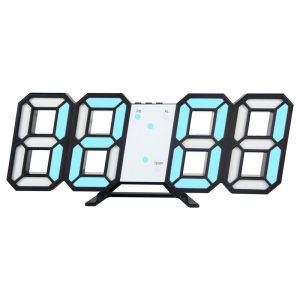 Home Decors | Digital LED Clock 3D Wall Hanging Clock with Smart Luminous Memory Function – Blue Home Decors Blue