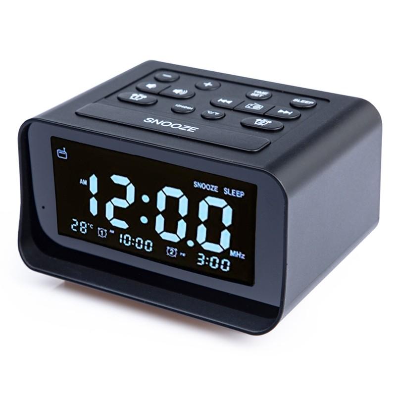 Home Decors | GREEN TIME K1 Pro Alarm Clock Radio, LCD Temperature Display, Electronic Digital Clock with USB Charging Port – Black Smart Home & Garden Black