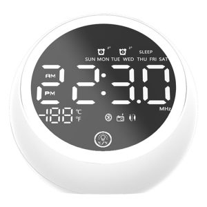 Home Decors | GREEN TIME X10 Bluetooth 5.0 Alarm Clock Speaker Bedside Night Light, LED Display Computer Audio, FM Radio – White Home Decors Home Decors