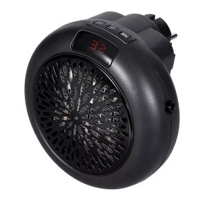 Household Appliances | 400W Electric Fan Heater, Mini Portable Round Air Heater, Ceramic Heating Element Desktop Winter Warmer, LED Display – Black Household Appliances Black